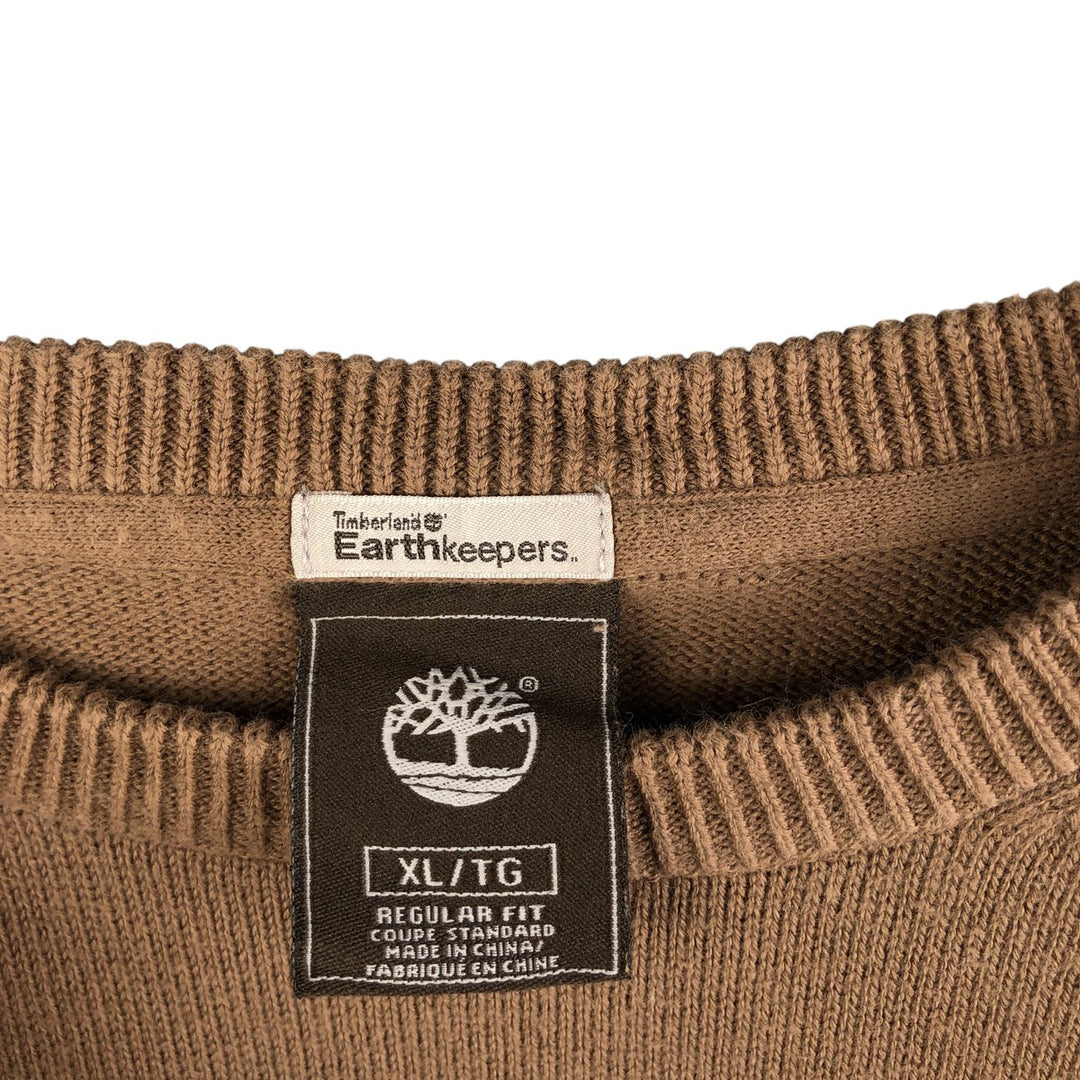 Timberland Men's Cotton Knit Sweater, Size XL cotton brown type Vintage Second Hand