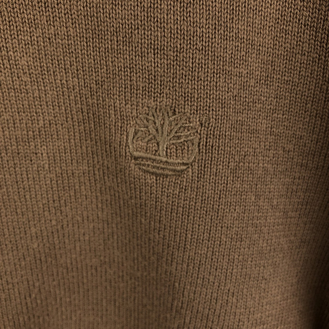 Timberland Men's Cotton Knit Sweater, Size XL cotton brown type Vintage Second Hand