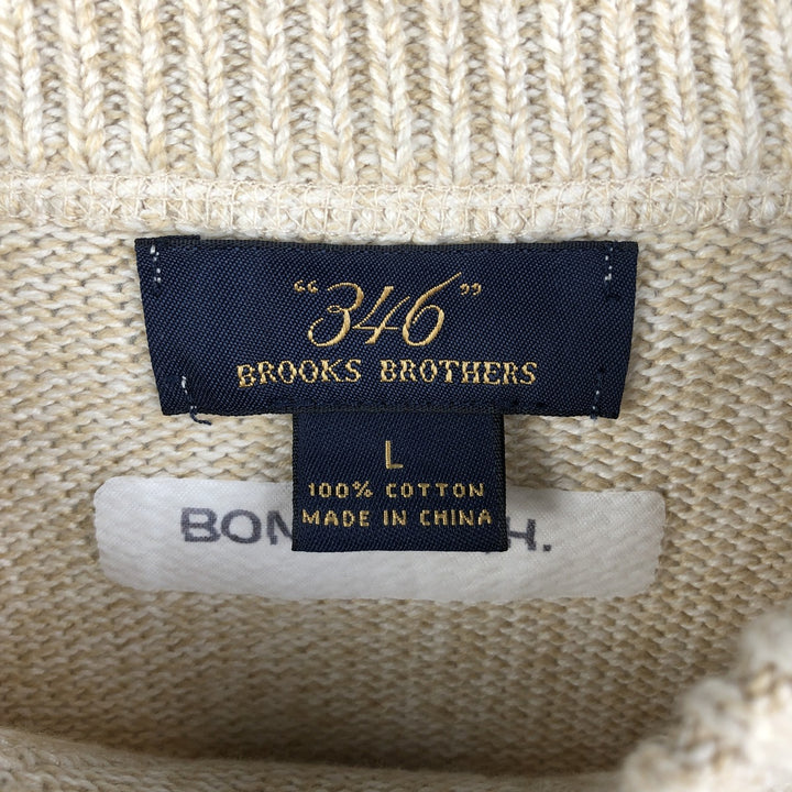 Brooks Brothers 346 Cotton Knit Sweater, Men's Size L cotton unbleached Vintage Second Hand