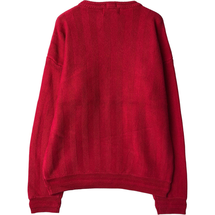 Ralph Lauren CHAPS Herringbone Cotton Knit Sweater, Men's Size L cotton red type Vintage Second Hand