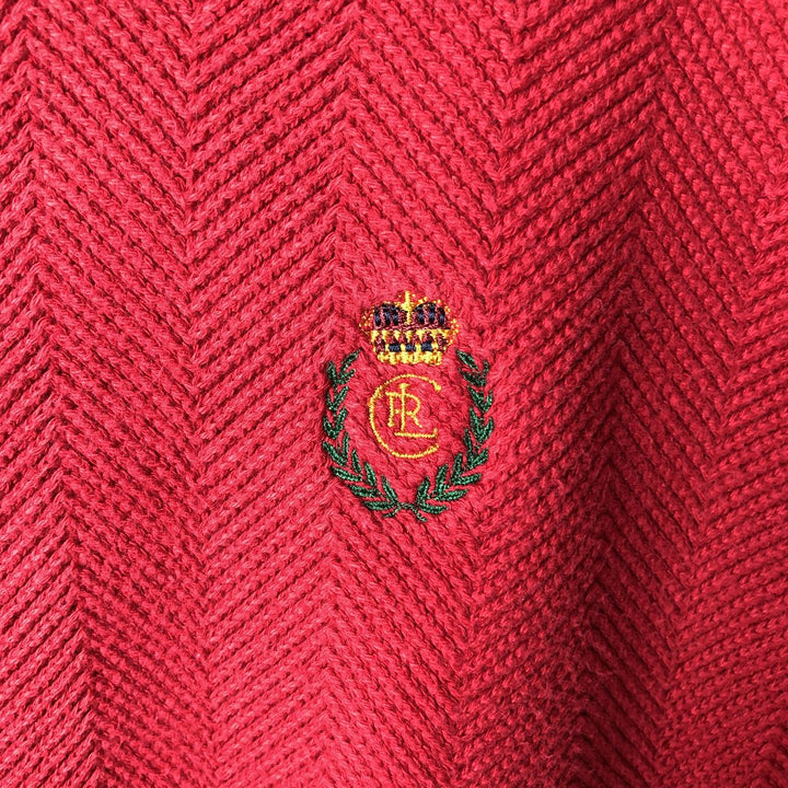 Ralph Lauren CHAPS Herringbone Cotton Knit Sweater, Men's Size L cotton red type Vintage Second Hand