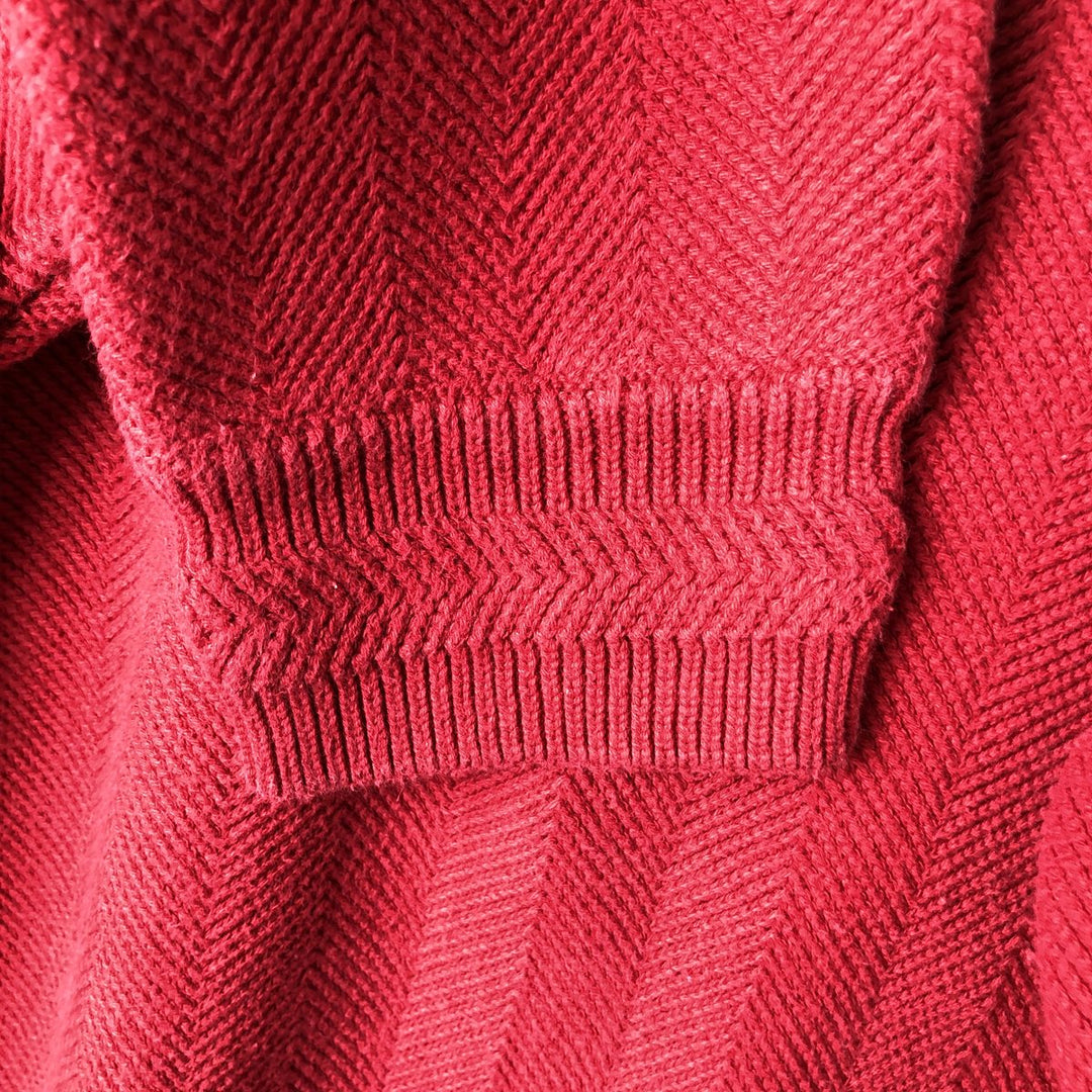 Ralph Lauren CHAPS Herringbone Cotton Knit Sweater, Men's Size L cotton red type Vintage Second Hand