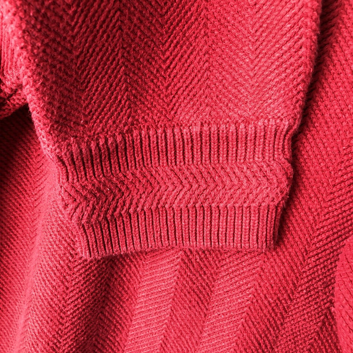 Ralph Lauren CHAPS Herringbone Cotton Knit Sweater, Men's Size L cotton red type Vintage Second Hand