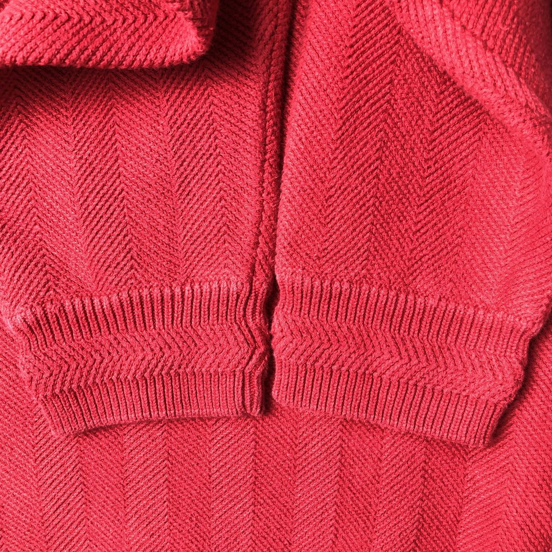 Ralph Lauren CHAPS Herringbone Cotton Knit Sweater, Men's Size L cotton red type Vintage Second Hand