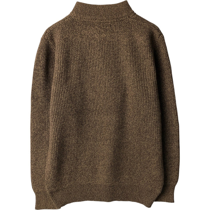 2000'S Eddie Bauer Henley-neck cotton knit sweater, men's size M cotton brown type Vintage Second Hand