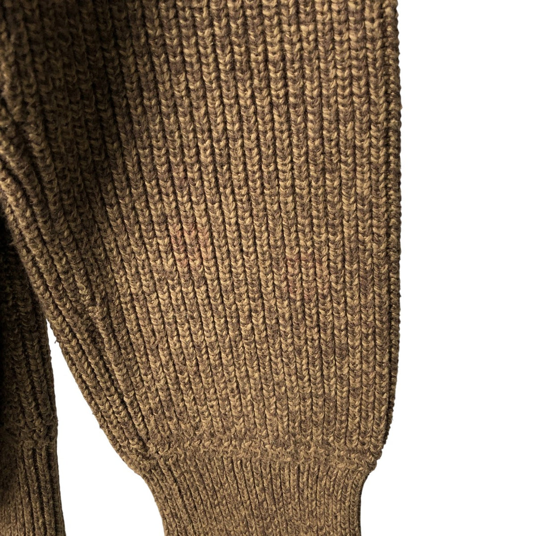 2000'S Eddie Bauer Henley-neck cotton knit sweater, men's size M cotton brown type Vintage Second Hand