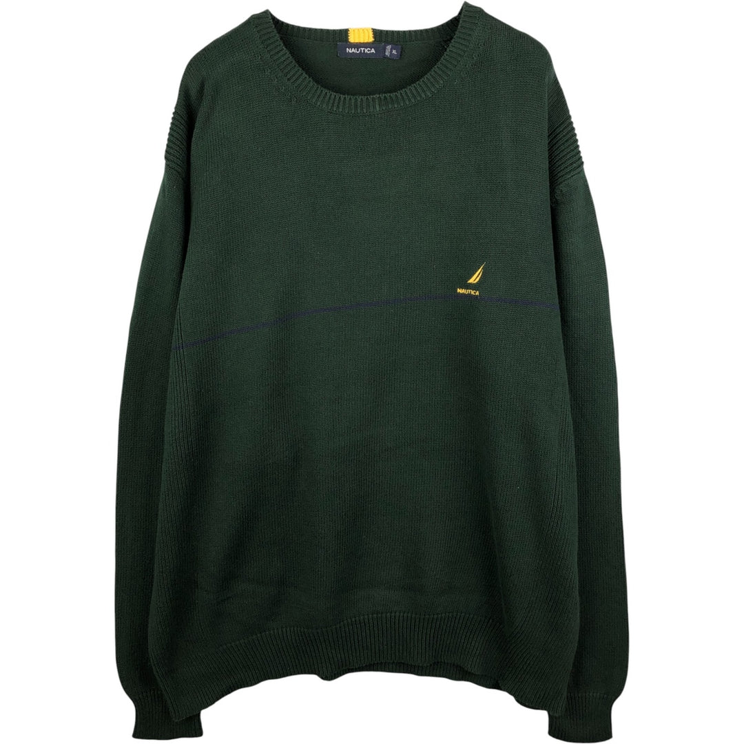 NAUTICA Cable Knit Cotton Sweater, Men's Size XL cotton Green type dark green Vintage Second Hand