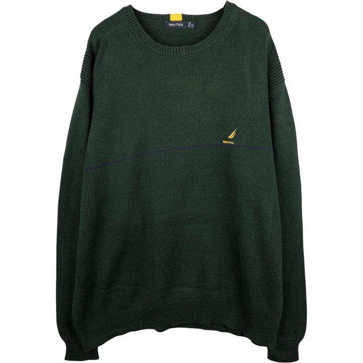 NAUTICA Cable Knit Cotton Sweater, Men's Size XL cotton Green type dark green Vintage Second Hand