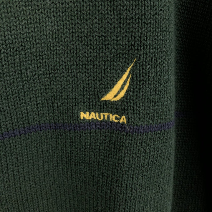 NAUTICA Cable Knit Cotton Sweater, Men's Size XL cotton Green type dark green Vintage Second Hand