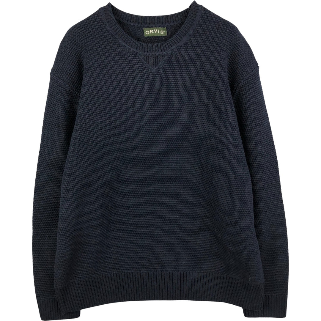 2000'S Orvis Cotton Knit Sweater, Men's Size XL cotton navy blue type Vintage Second Hand