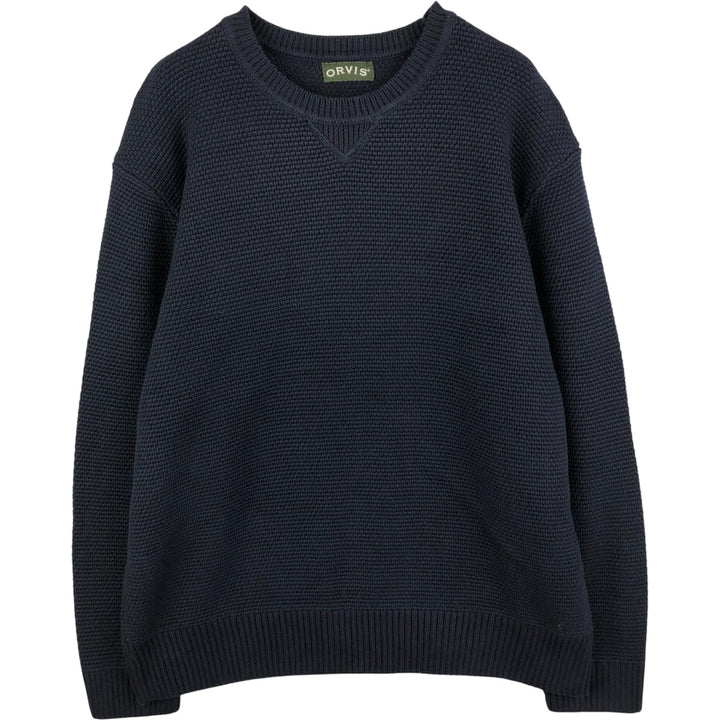 2000'S Orvis Cotton Knit Sweater, Men's Size XL cotton navy blue type Vintage Second Hand