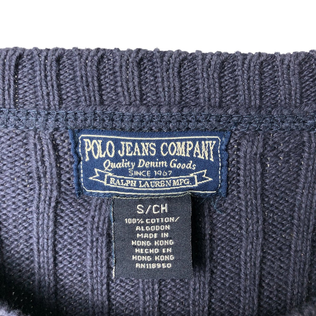 Ralph Lauren Jeans Company Ribbed Cotton Knit Sweater, Men's Size Small cotton navy blue type Vintage Second Hand