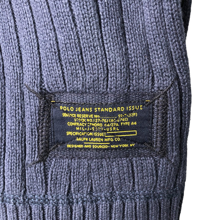 Ralph Lauren Jeans Company Ribbed Cotton Knit Sweater, Men's Size Small cotton navy blue type Vintage Second Hand