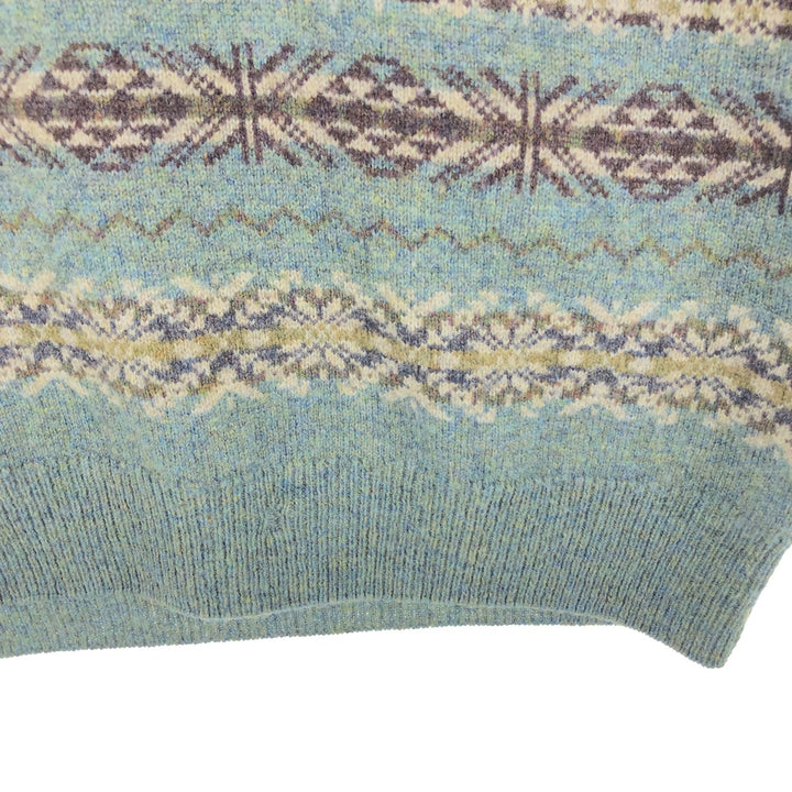 MARK AND SPENCER All-over Fair Isle Pattern V-neck wool knit vest, men's XL size /eaa434837