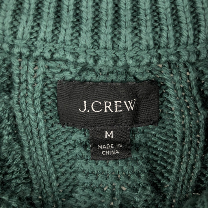 2000'S J.Crew cable knit cotton sweater, men's size M cotton green type Vintage Second Hand