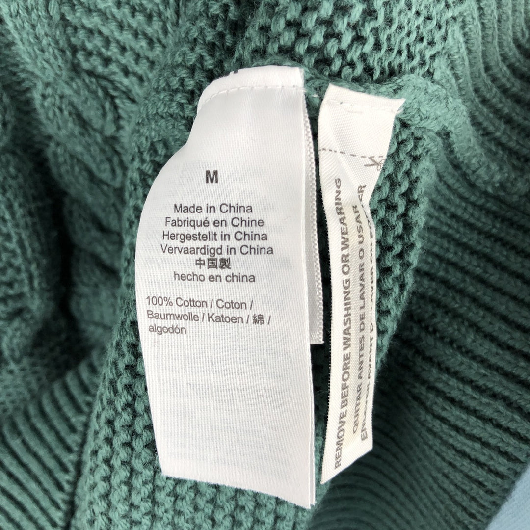 2000'S J.Crew cable knit cotton sweater, men's size M cotton green type Vintage Second Hand