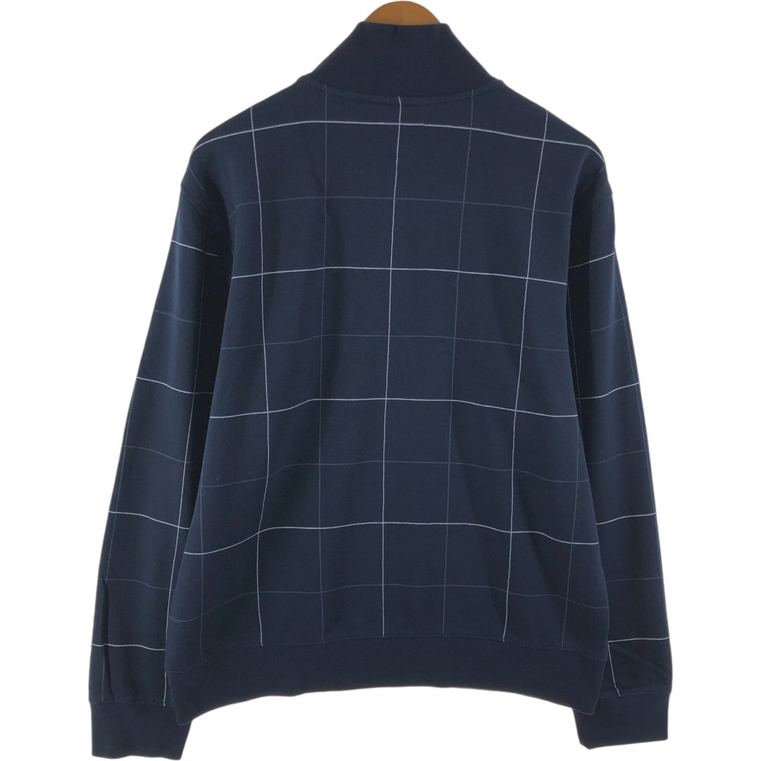 NAUTICA Check Pattern Half Zip Sweatshirt, Men's Size L cotton navy blue type Vintage Second Hand