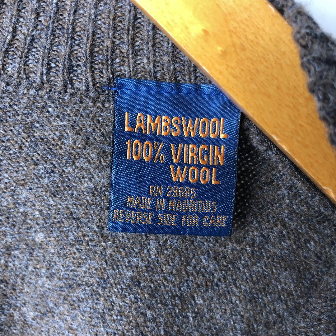 00'S Pendleton V-neck wool knit sweater, men's size L wool brown type Vintage Second Hand