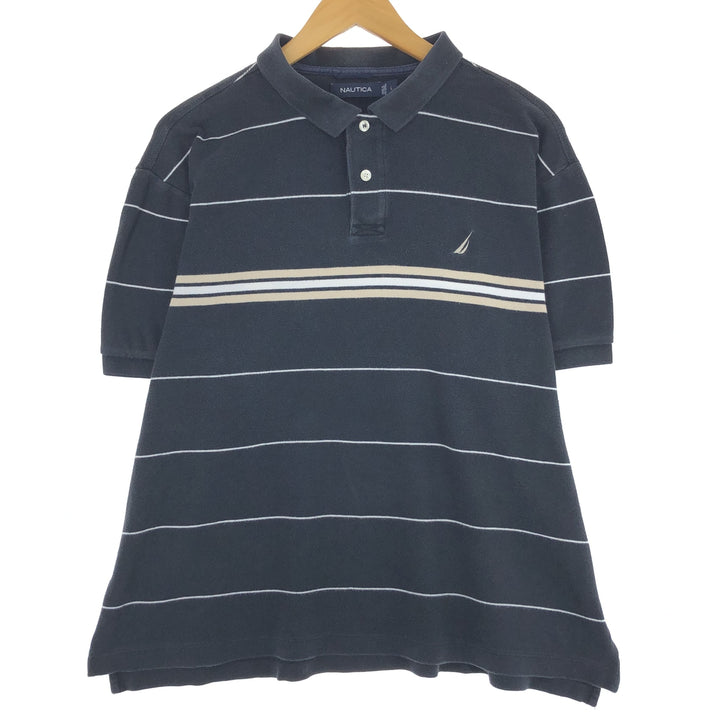 NAUTICA Short Sleeve Striped Polo Shirt Men's L /eaa435089