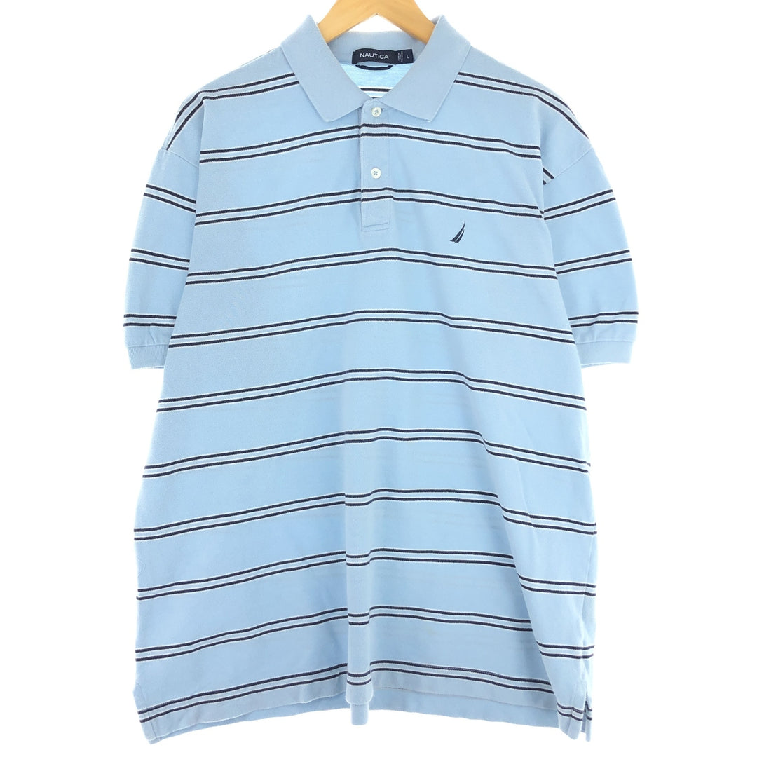 NAUTICA Short Sleeve Striped Polo Shirt Men's L /eaa435095