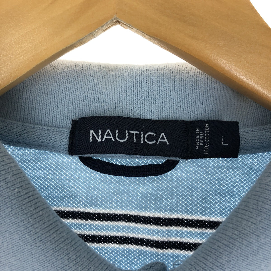 NAUTICA Short Sleeve Striped Polo Shirt Men's L /eaa435095