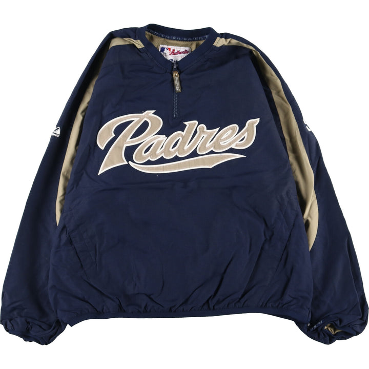 90s~00'S Majestic MLB San Diego Padres Half Zip Nylon Pullover Men's L Vintage /eaa435146