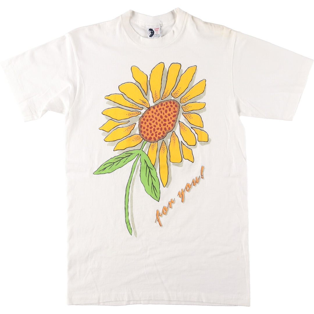 90'S KING TEE Floral Sunflower Pattern Print T-shirt Made in USA Men's L Vintage /eaa435505