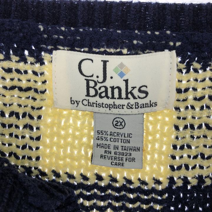 CJ Banks by Christopher Banks Check Pattern Acrylic Knit Cardigan Women's XL Vintage /eaa435601