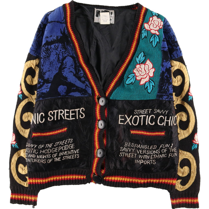 NO! Crazy Pattern Ramie x Cotton Knit Cardigan Women's XL/eaa435740