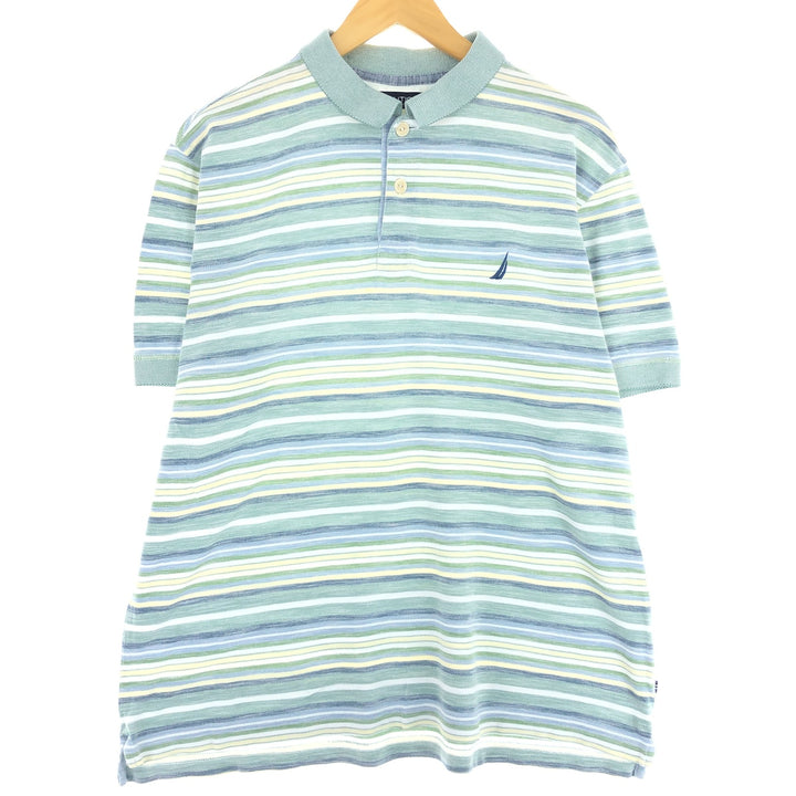 NAUTICA Short Sleeve Striped Polo Shirt Men's L /eaa435800