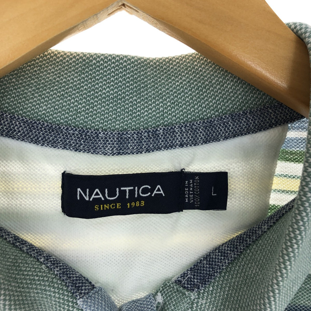 NAUTICA Short Sleeve Striped Polo Shirt Men's L /eaa435800