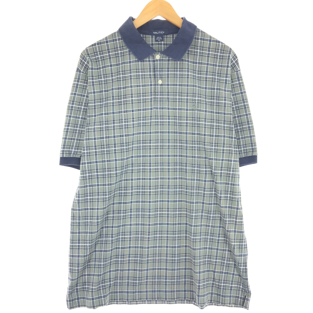 NAUTICA Short Sleeve Check Polo Shirt Men's XL /eaa435807