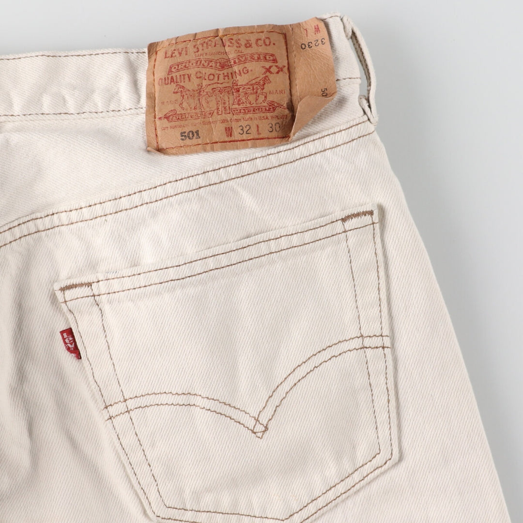 90'S Levi's 501 White Denim Straight Denim Pants Made in USA Men's W31 Vintage /eaa435935