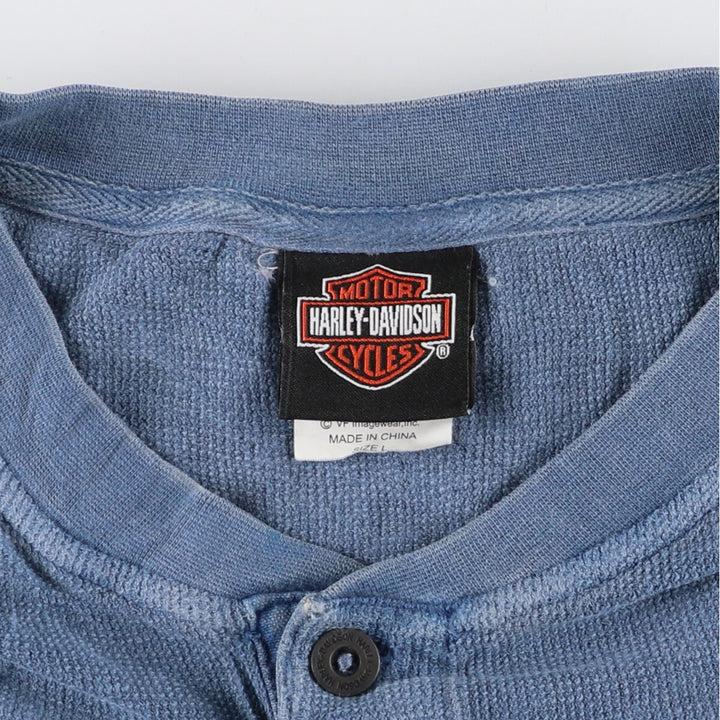 90s~00'S Harley-Davidson Henley Neck Motorcycle Bike T-Shirt Men's L /eaa436337
