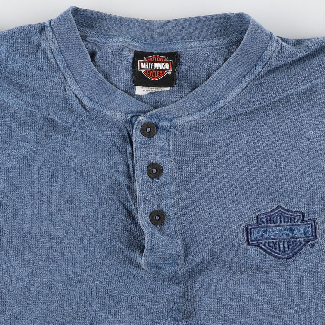 90s~00'S Harley-Davidson Henley Neck Motorcycle Bike T-Shirt Men's L /eaa436337