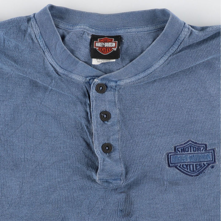 90s~00'S Harley-Davidson Henley Neck Motorcycle Bike T-Shirt Men's L /eaa436337