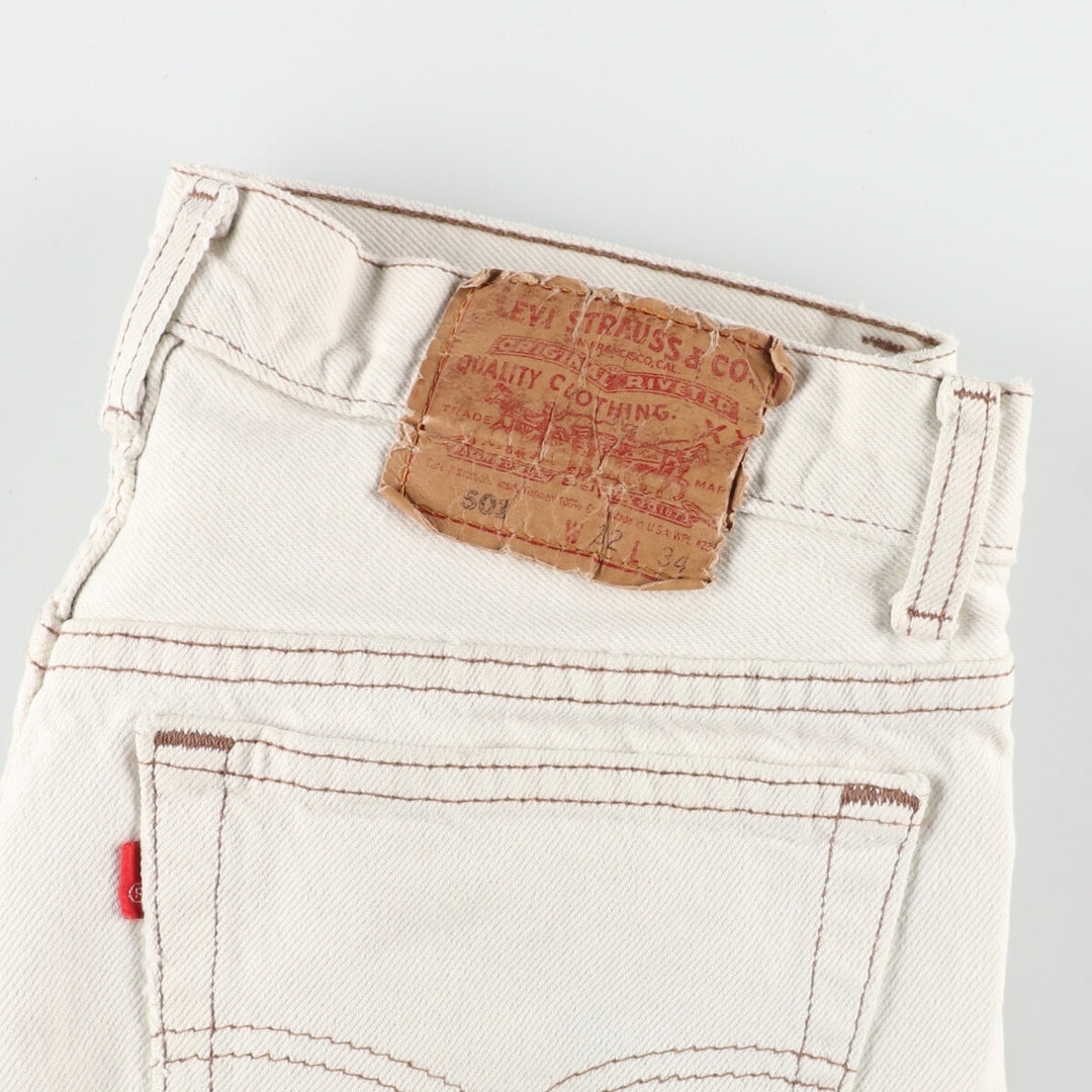 90'S Levi's 501 White Denim Straight Denim Pants Made in USA Men's W30 Vintage /eaa436401