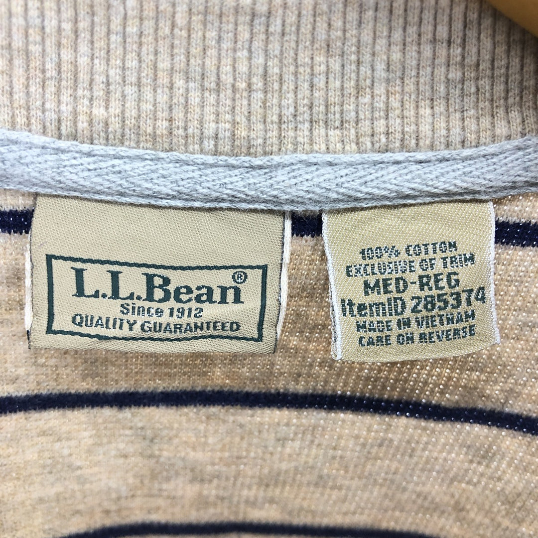 LLBean Border Pattern Henley Neck Thermal Long T Waffle Men's M Size / eaa437025