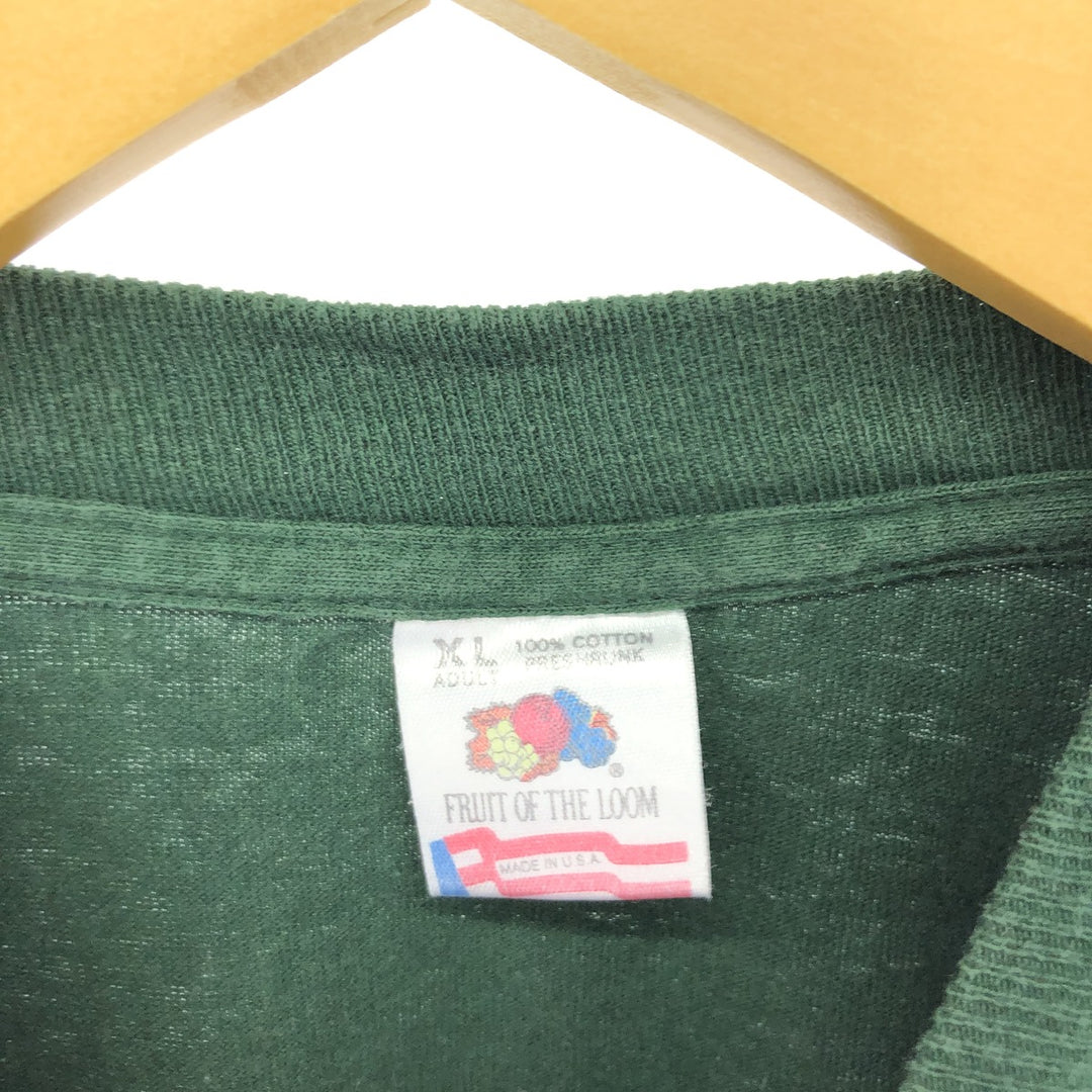 90'S Fruit of the Loom Long Sleeve T-Shirt, Made in USA, Men's XL, Vintage cotton Green type dark green Vintage Second Hand