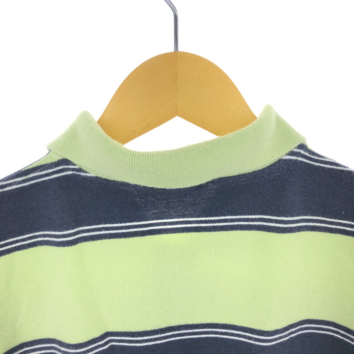 NAUTICA Short Sleeve Striped Polo Shirt Men's XL cotton green type Vintage Second Hand