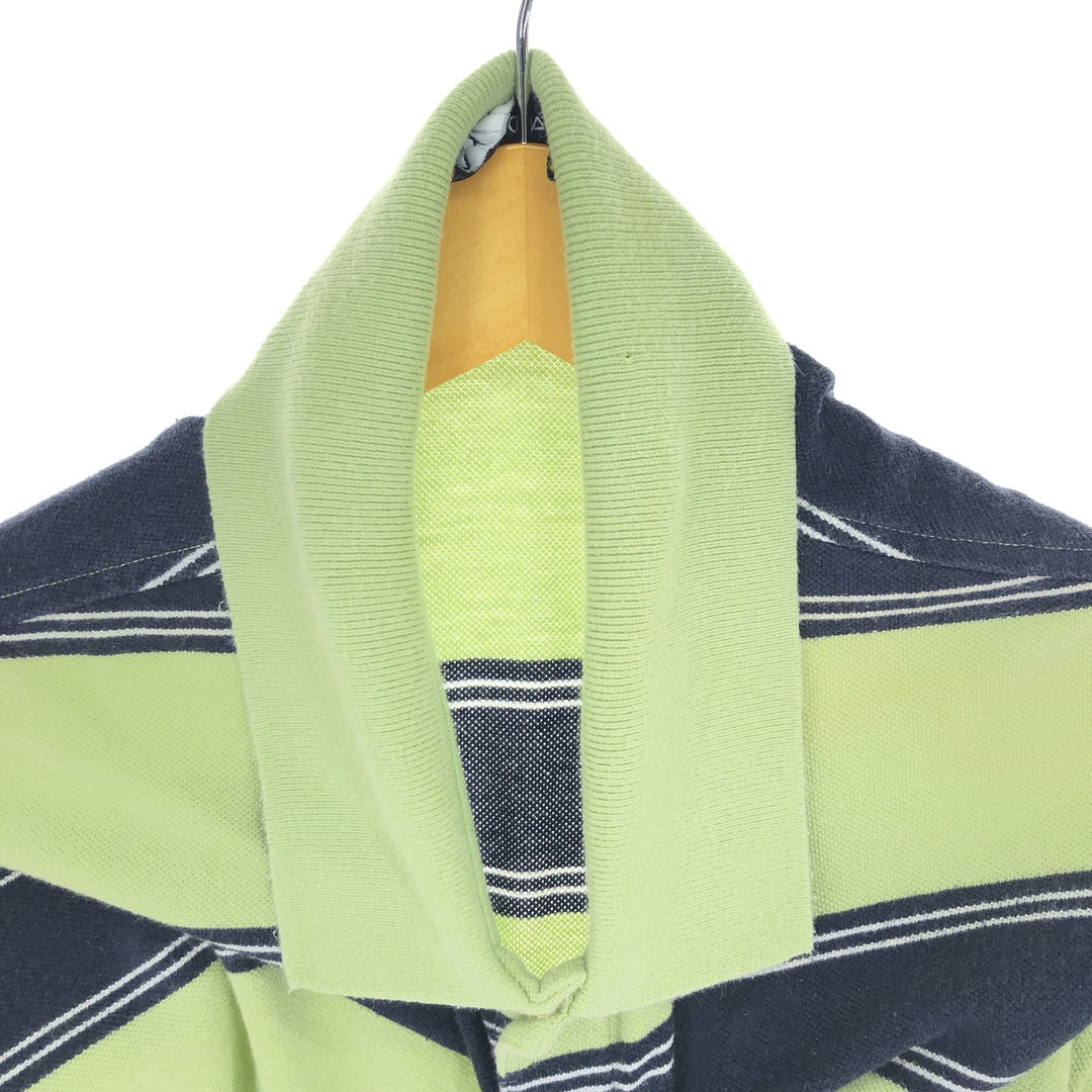 NAUTICA Short Sleeve Striped Polo Shirt Men's XL cotton green type Vintage Second Hand