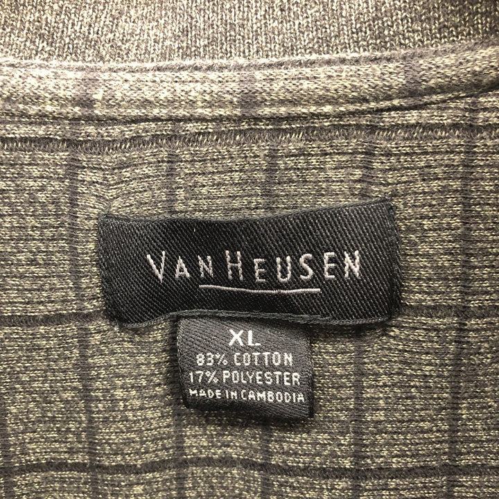 VANHEUSEN Long Sleeve Check Polo Shirt Men's XL Size /eaa437092