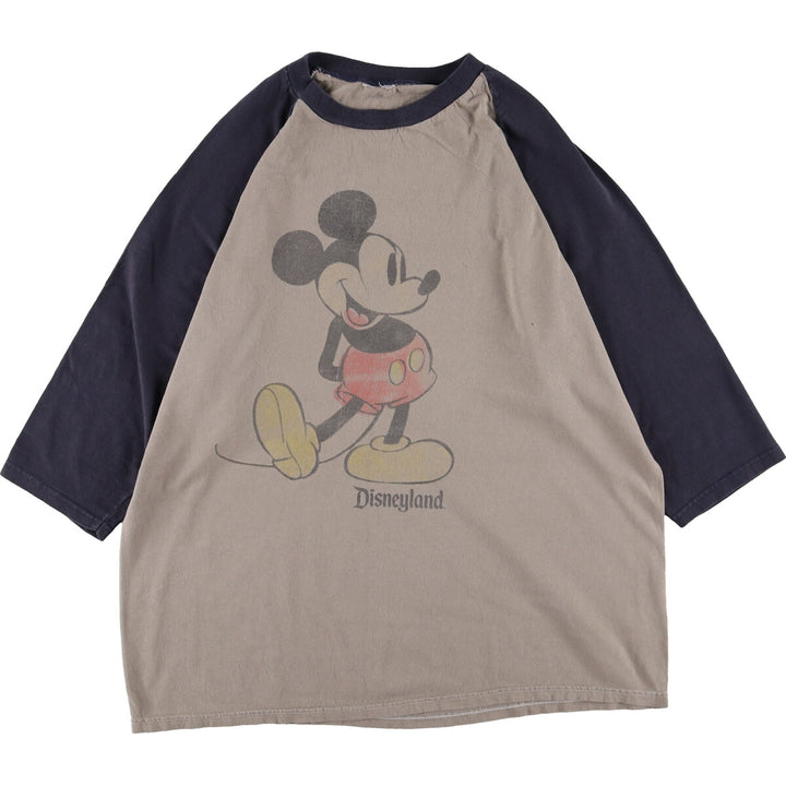 Disneyland MICKEY MOUSE Mickey Mouse 3/4 Sleeve Raglan Character Print T-Shirt Men's XL /eaa437101