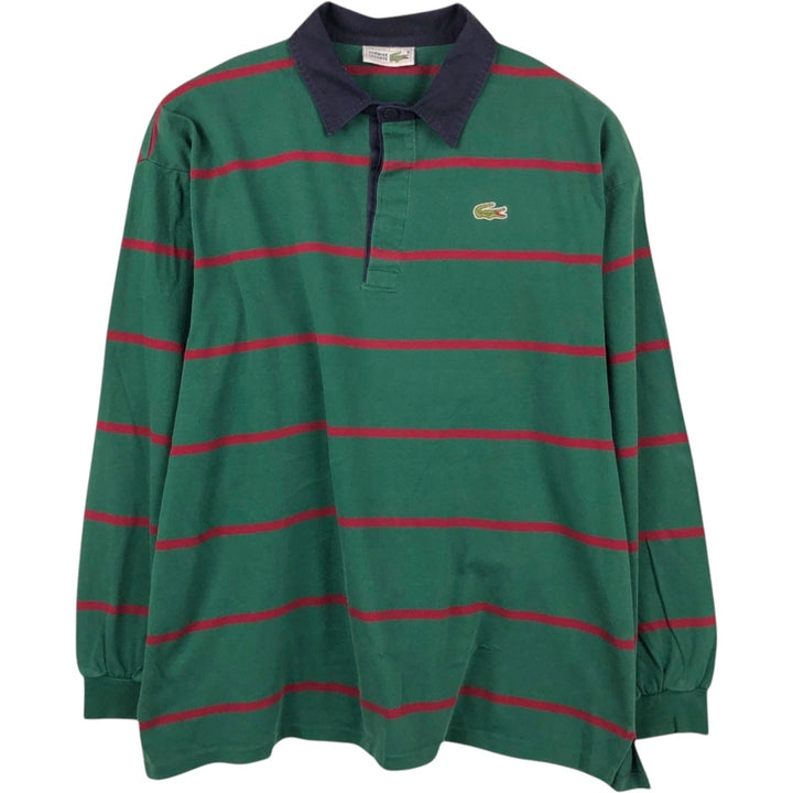 Lacoste CHEMISE French Lacoste Striped Pattern Long-Sleeve Rugby Shirt, Size 7 (Men's XXL equivalent) cotton green type Vintage Second Hand