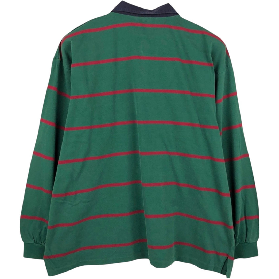 Lacoste CHEMISE French Lacoste Striped Pattern Long-Sleeve Rugby Shirt, Size 7 (Men's XXL equivalent) cotton green type Vintage Second Hand
