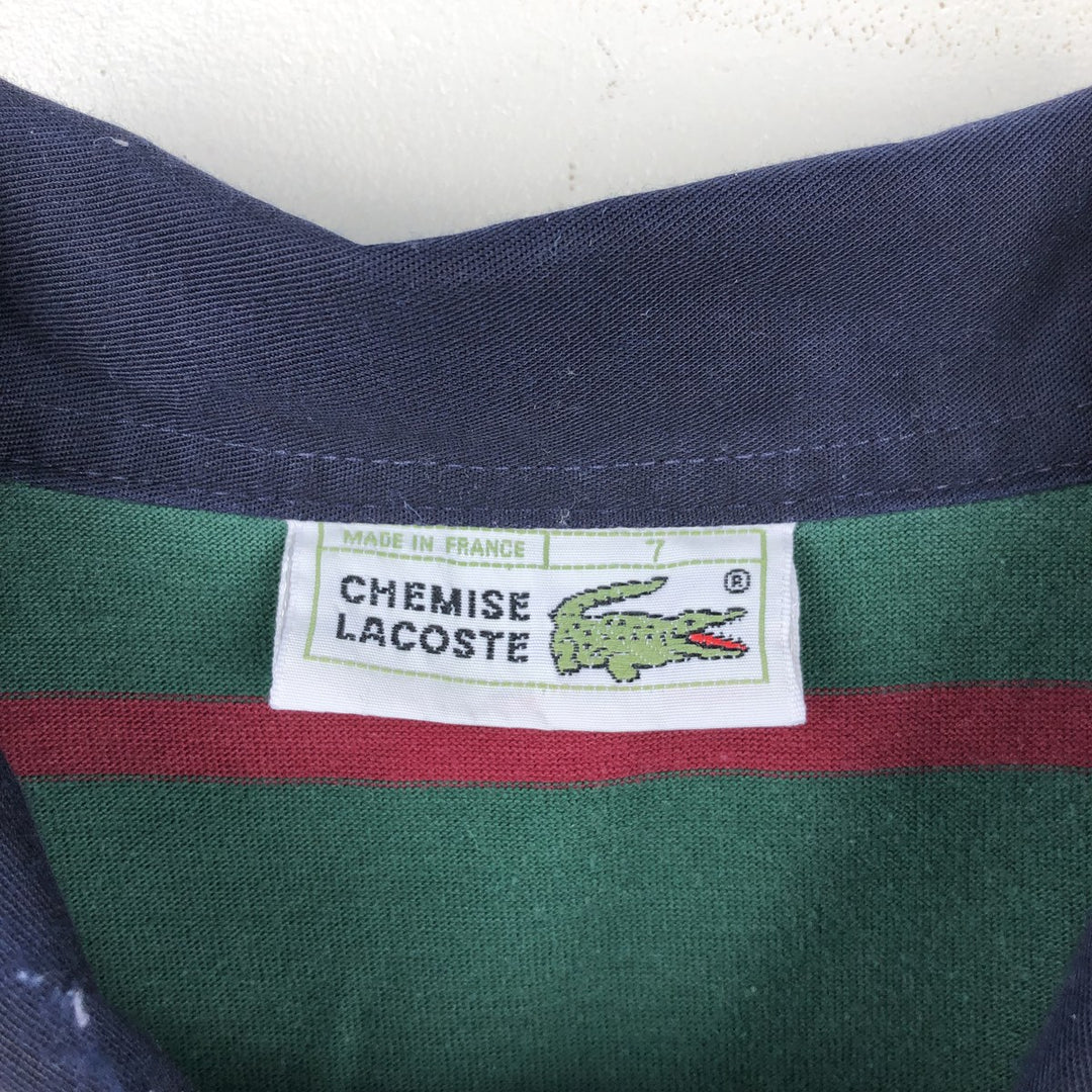 Lacoste CHEMISE French Lacoste Striped Pattern Long-Sleeve Rugby Shirt, Size 7 (Men's XXL equivalent) cotton green type Vintage Second Hand