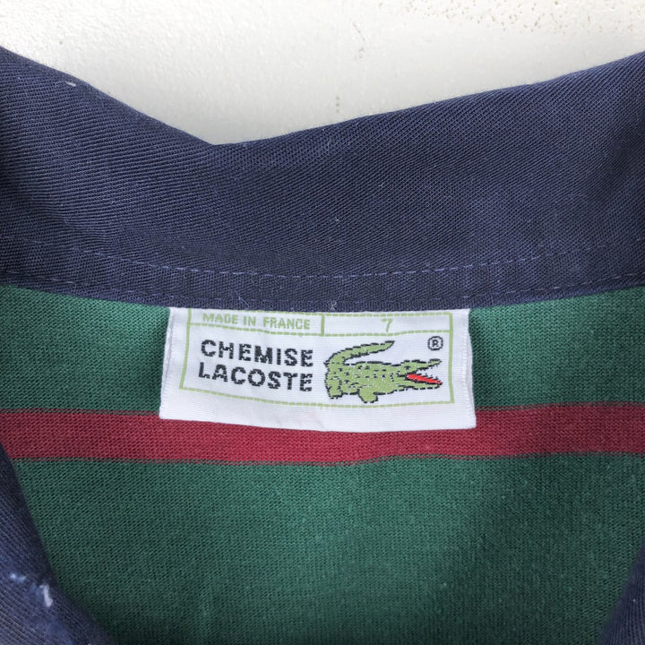 Lacoste CHEMISE French Lacoste Striped Pattern Long-Sleeve Rugby Shirt, Size 7 (Men's XXL equivalent) cotton green type Vintage Second Hand