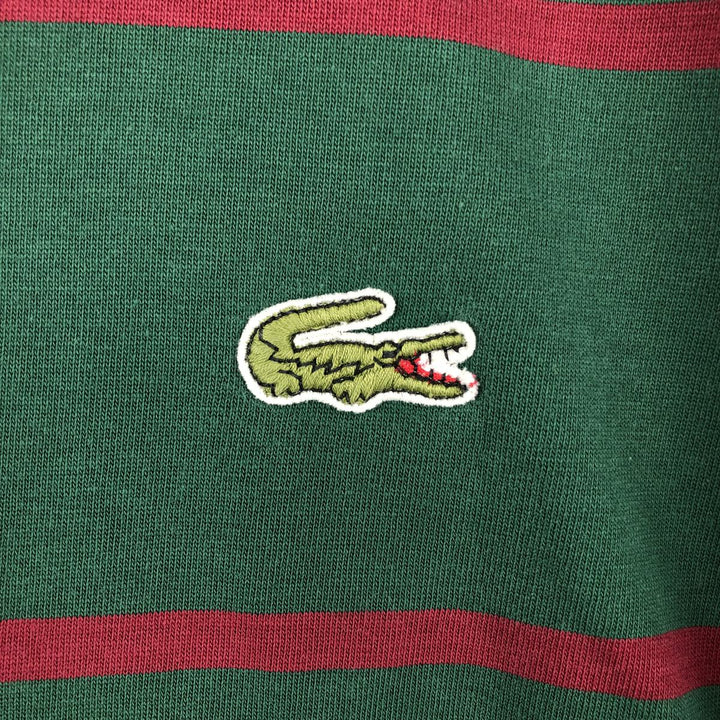 Lacoste CHEMISE French Lacoste Striped Pattern Long-Sleeve Rugby Shirt, Size 7 (Men's XXL equivalent) cotton green type Vintage Second Hand