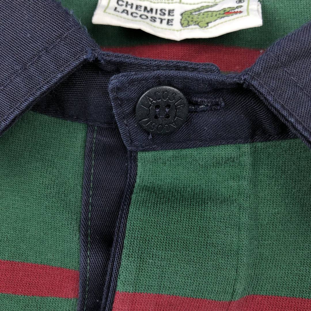 Lacoste CHEMISE French Lacoste Striped Pattern Long-Sleeve Rugby Shirt, Size 7 (Men's XXL equivalent) cotton green type Vintage Second Hand