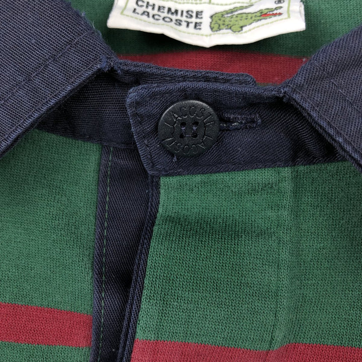 Lacoste CHEMISE French Lacoste Striped Pattern Long-Sleeve Rugby Shirt, Size 7 (Men's XXL equivalent) cotton green type Vintage Second Hand